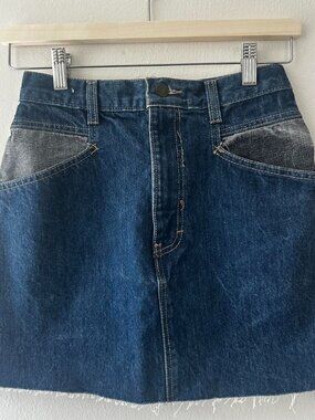 Vintage 90s Brooks Rugged Wear Patchwork Denim Skirt